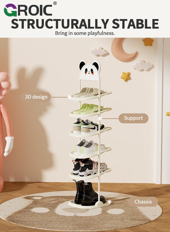 GROIC Baby Shoe Rack, Shoes Storage Rack for Kids, Narrow Shoe Rack for 6-8 Pairs Shoe Storage, Kids Shoe Racks for Small Place, Lightweight Stackable Shoe Shelf Organizer, Cartoon Design Entryway Shoe Storage - Image 5